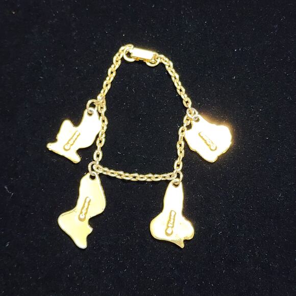 Disney's The Little Mermaid Character Charm Bracelet 4 Charms Gold Tone Vintage - Picture 2 of 11